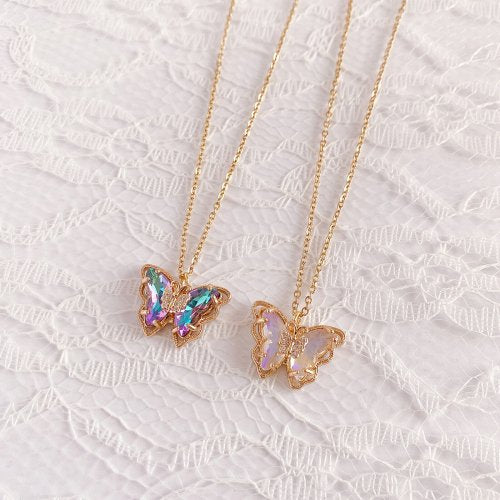 Purple Cream Butterfly Necklace - YOU ARE MY POISON