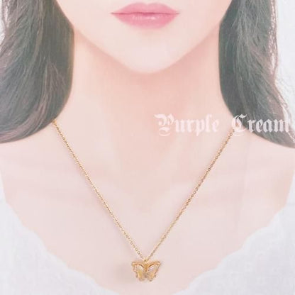 Purple Cream バタフライネックレス P9384