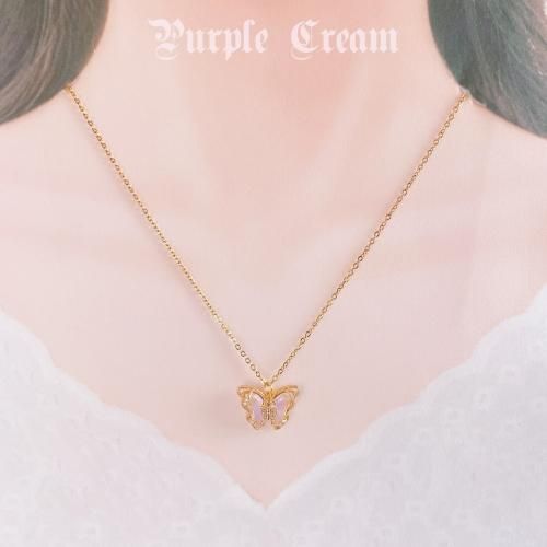 Purple Cream バタフライネックレス P9384