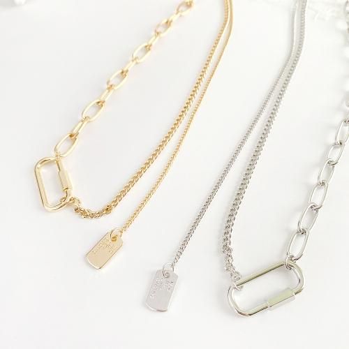 ミニドッグタグ アシメチェーン ネックレス SILVER