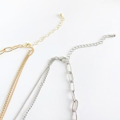 ミニドッグタグ アシメチェーン ネックレス SILVER