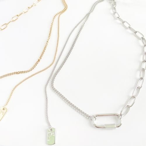 ミニドッグタグ アシメチェーン ネックレス SILVER