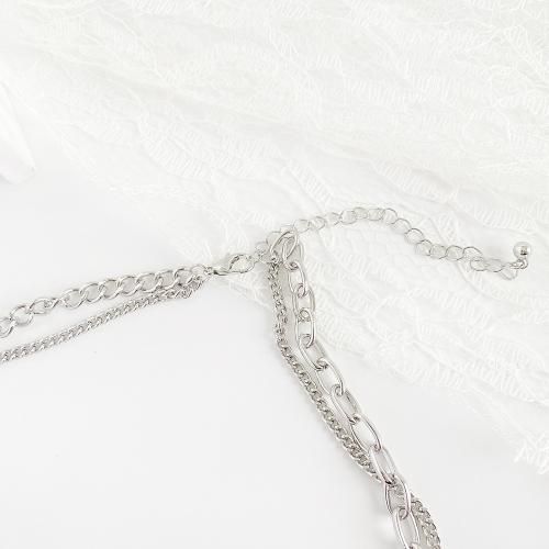 フラット テディベア ダブルチェーン ネックレス SILVER