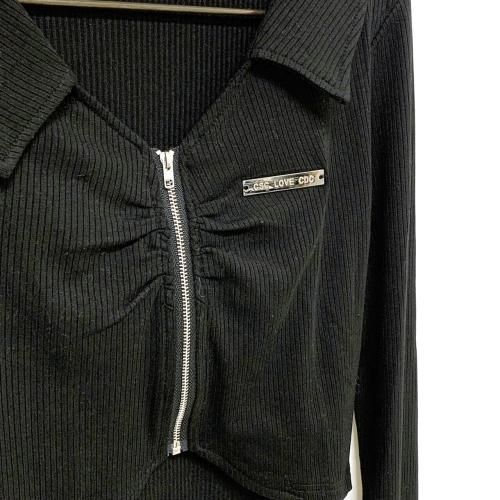 メタルプレートシャーリングリブトップス BLACK