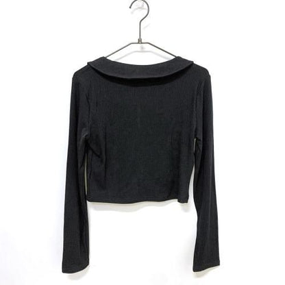 メタルプレートシャーリングリブトップス BLACK