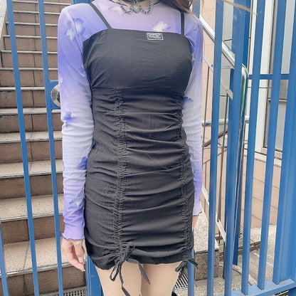 Shirring Mini Camisole Dress - YOUAREMYPOISON