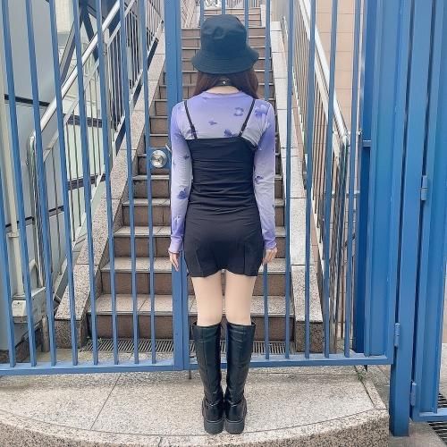 シャーリングキャミワンピース BLACK