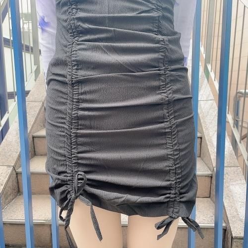シャーリングキャミワンピース BLACK