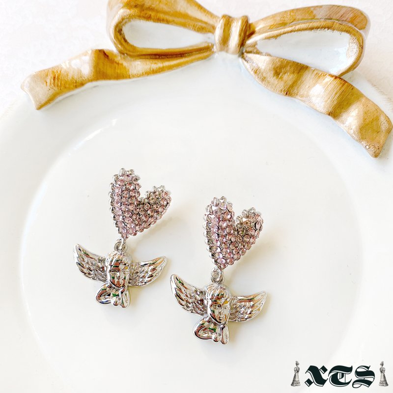 XTS Heart &amp; Angel Heart Angel Earrings SILVER TS0229