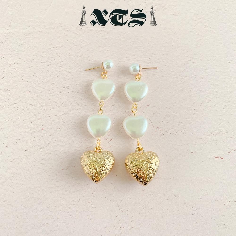 XTS Retro Heart & Pearl ハート ピアス GOLD