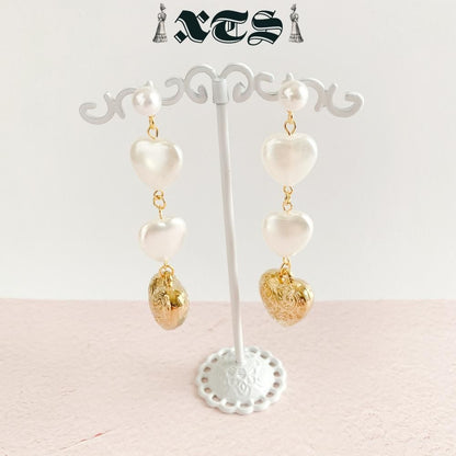 XTS Retro Heart & Pearl ハート ピアス GOLD