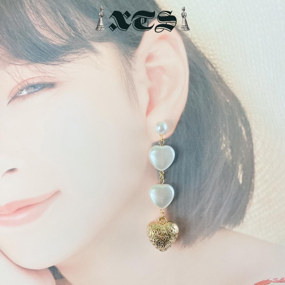 XTS Retro Heart & Pearl ハート ピアス GOLD