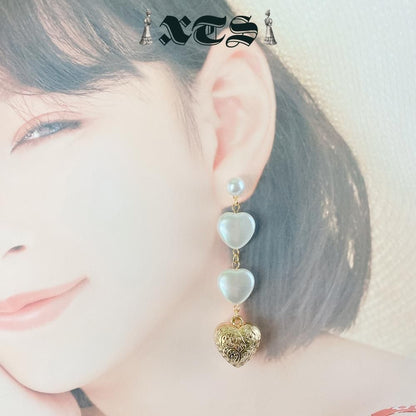 XTS Retro Heart & Pearl ハート ピアス GOLD
