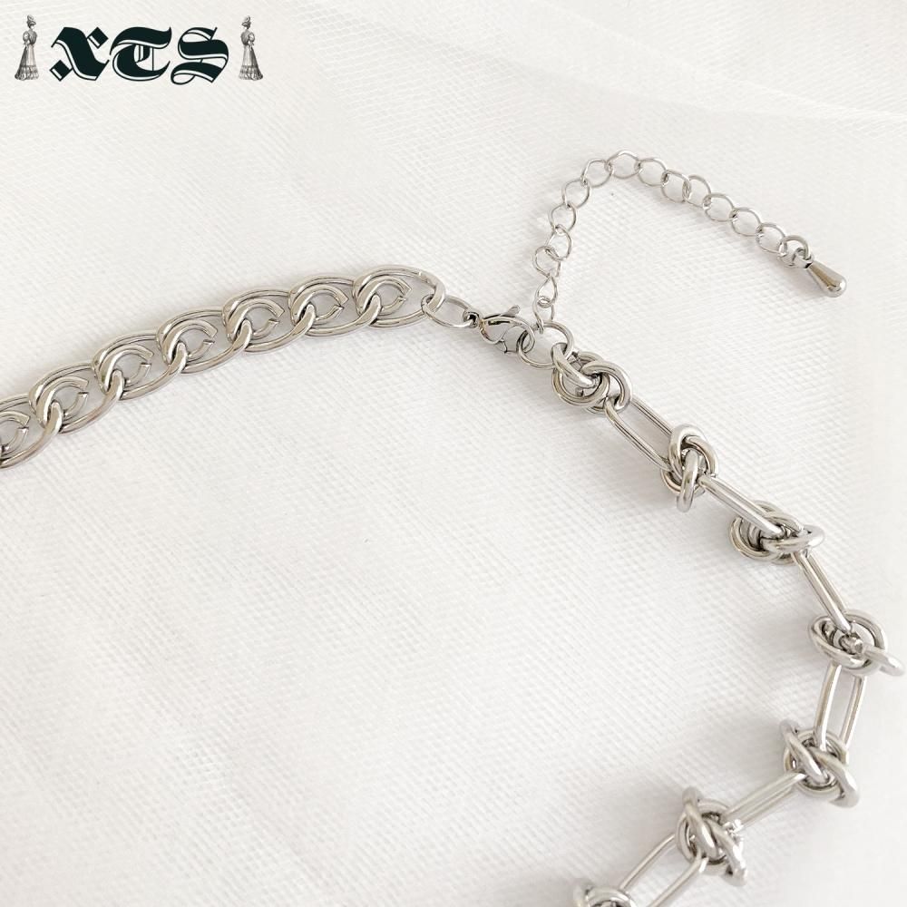 XTS 蝶々 アシメチェーン ネックレス SILVER