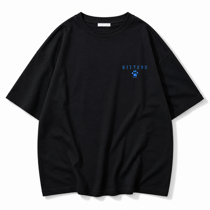 なめ猫 バックフォトオーバーシルエット 半袖Tシャツ BLACK
