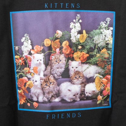 なめ猫 バックフォトオーバーシルエット 半袖Tシャツ BLACK