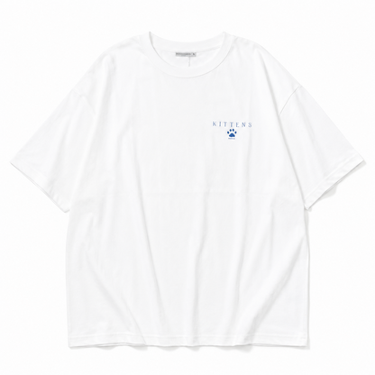 なめ猫 バックフォトオーバーシルエット 半袖Tシャツ WHITE