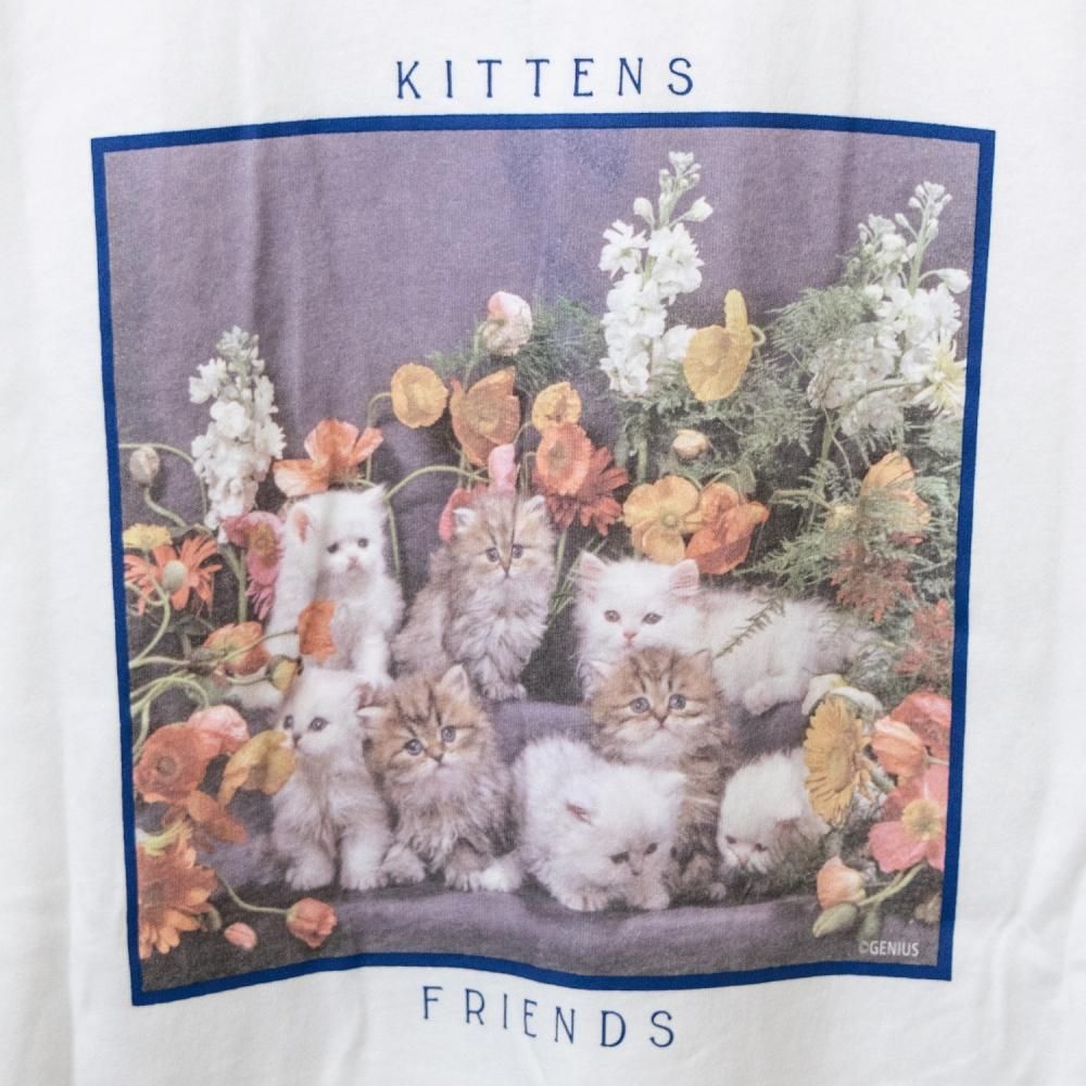 なめ猫 バックフォトオーバーシルエット 半袖Tシャツ WHITE