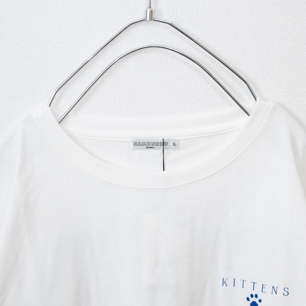 なめ猫 バックフォトオーバーシルエット 半袖Tシャツ WHITE