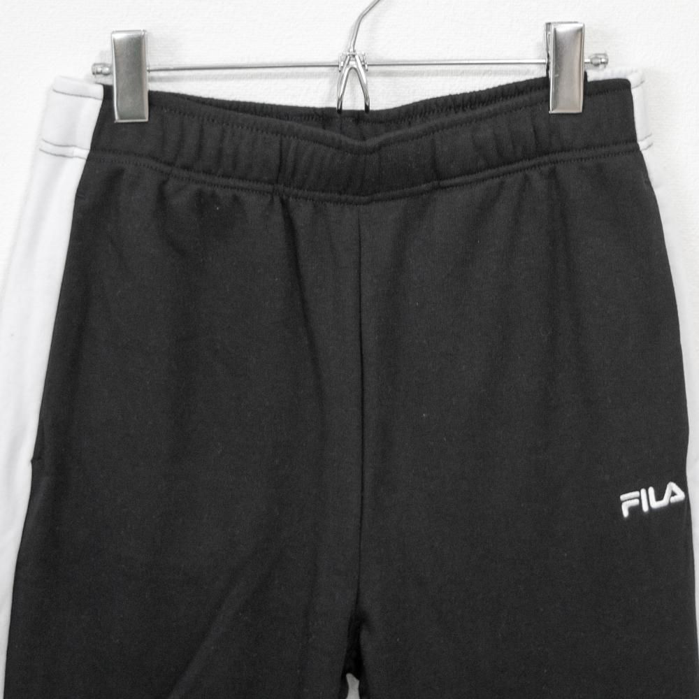 FILA フィラ ロゴサイドライン裏毛スウェットジョガーパンツ BLACK