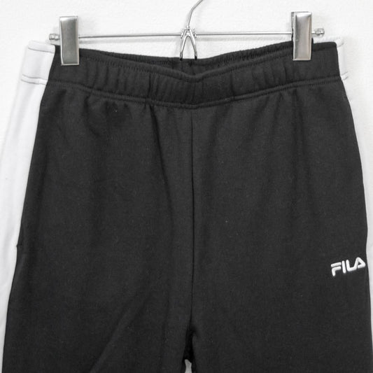 FILA フィラ ロゴサイドライン裏毛スウェットジョガーパンツ BLACK