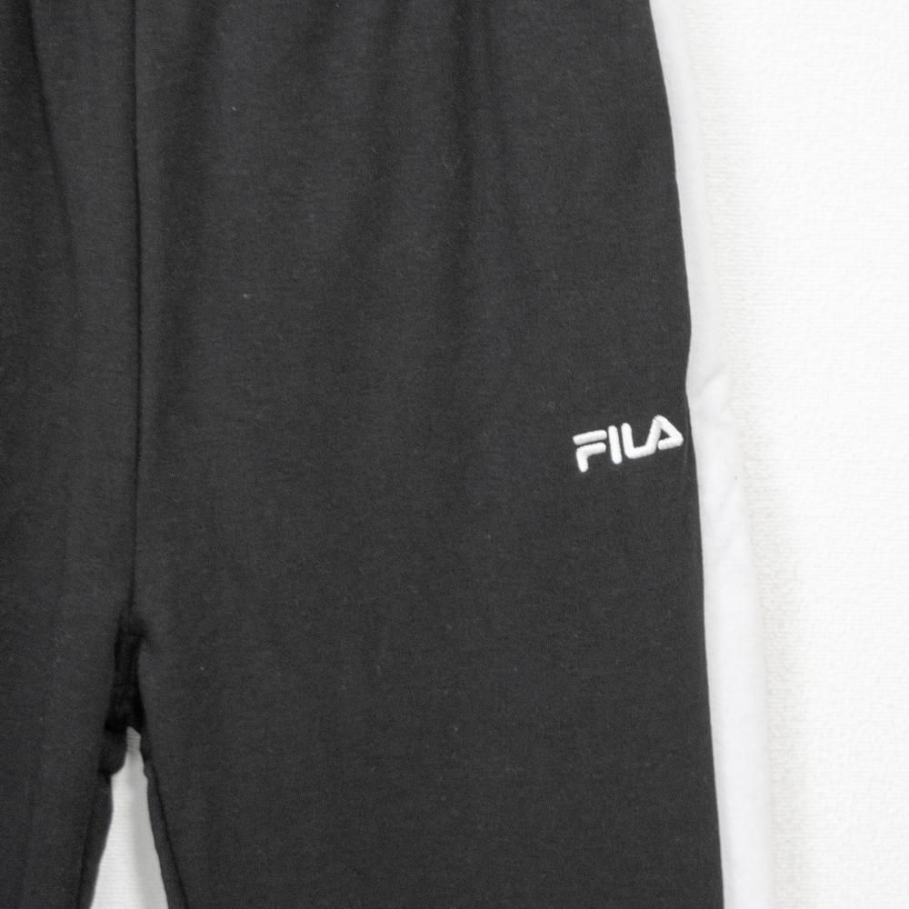 FILA フィラ ロゴサイドライン裏毛スウェットジョガーパンツ BLACK