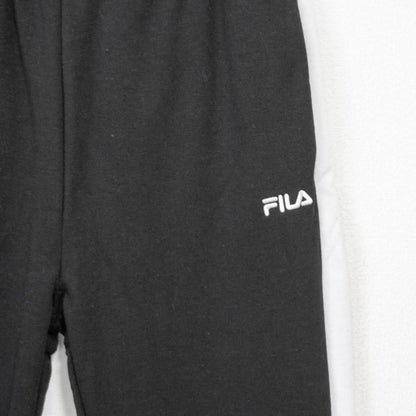 FILA フィラ ロゴサイドライン裏毛スウェットジョガーパンツ BLACK