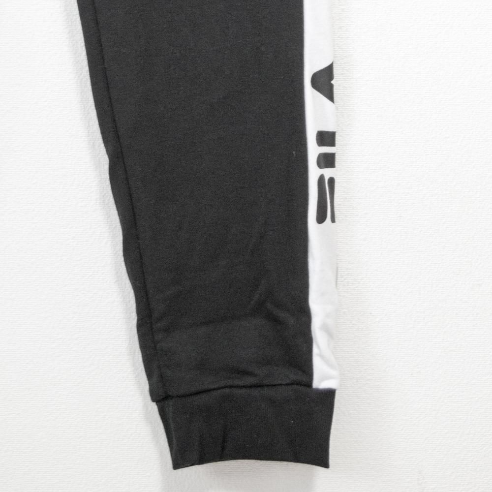 FILA フィラ ロゴサイドライン裏毛スウェットジョガーパンツ BLACK