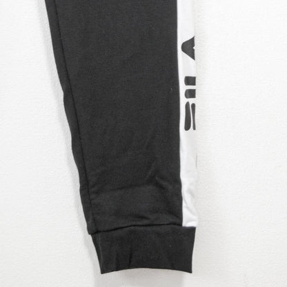 FILA フィラ ロゴサイドライン裏毛スウェットジョガーパンツ BLACK