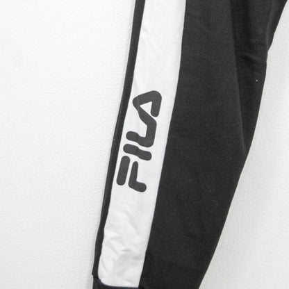 FILA フィラ ロゴサイドライン裏毛スウェットジョガーパンツ BLACK