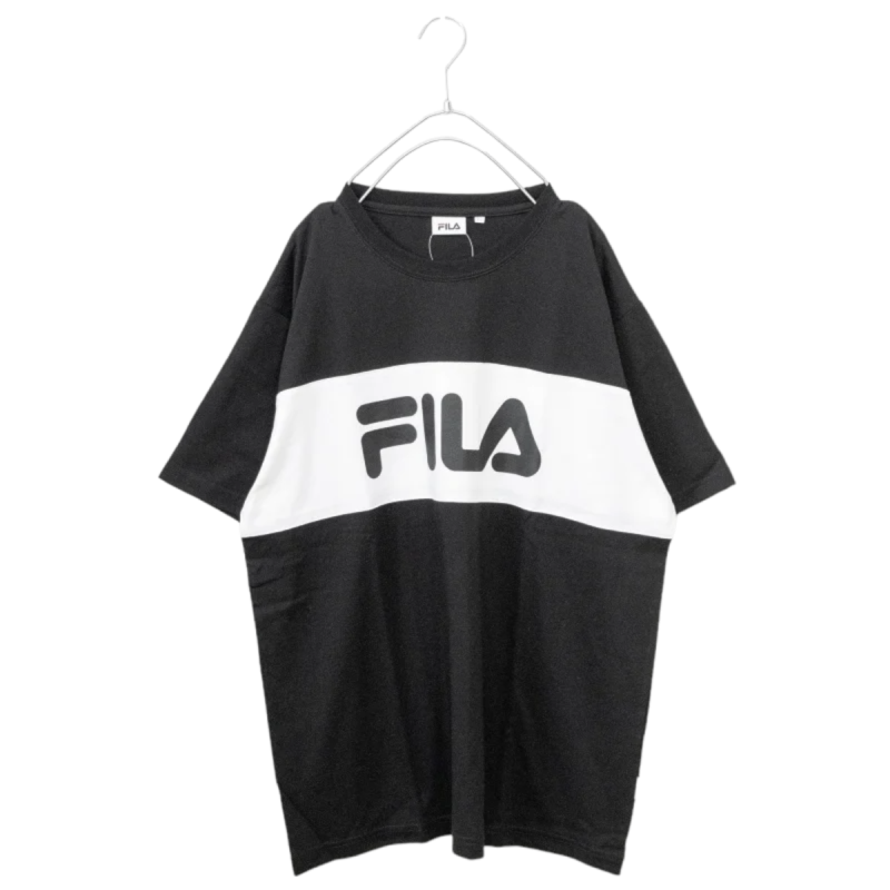 FILA Fila color-blocked logo print crew neck short-sleeve T-shirt BLACK