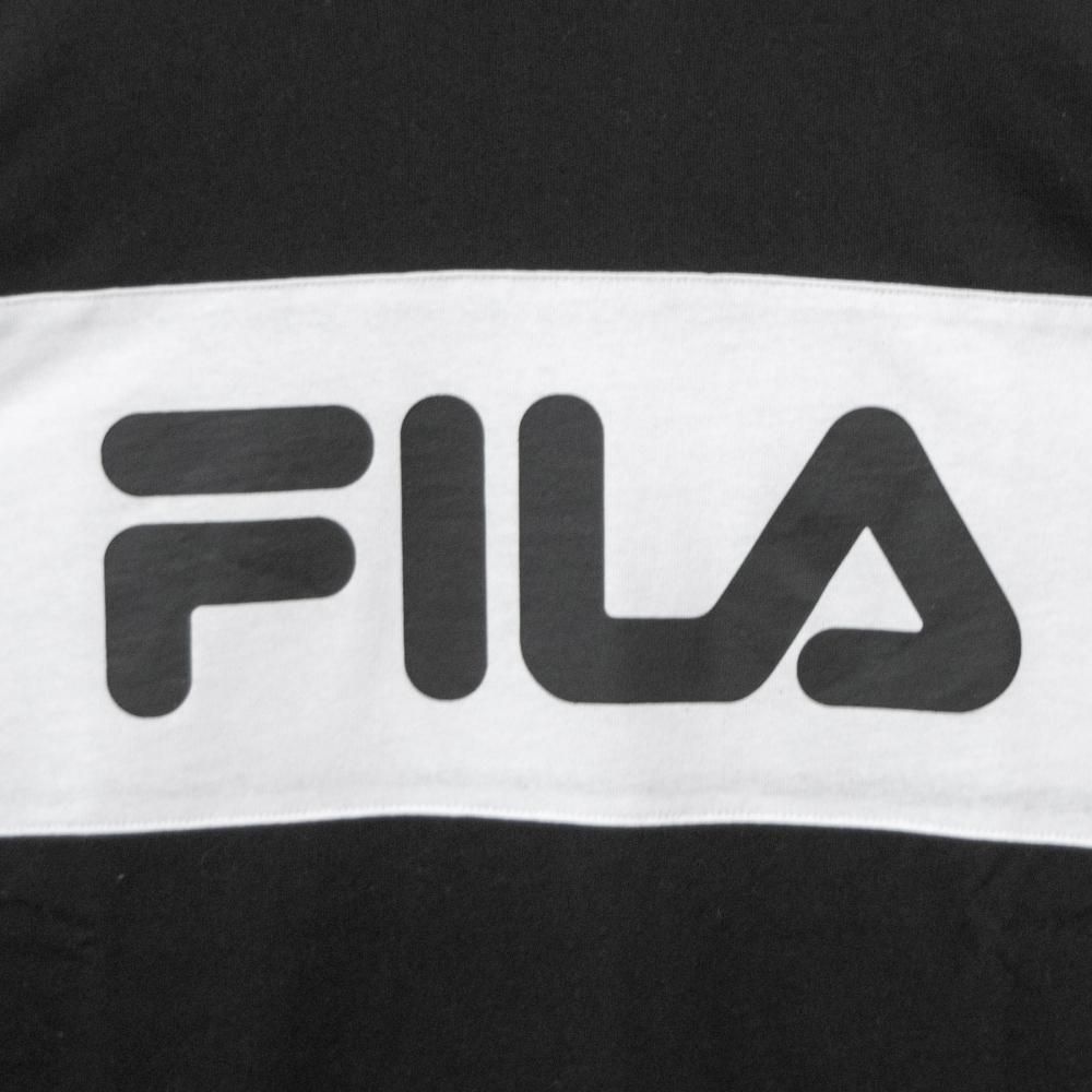 FILA フィラ 配色切り替えロゴプリントクルーネック 半袖Tシャツ BLACK