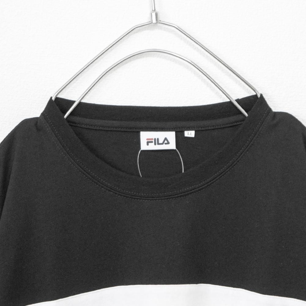 FILA フィラ 配色切り替えロゴプリントクルーネック 半袖Tシャツ BLACK