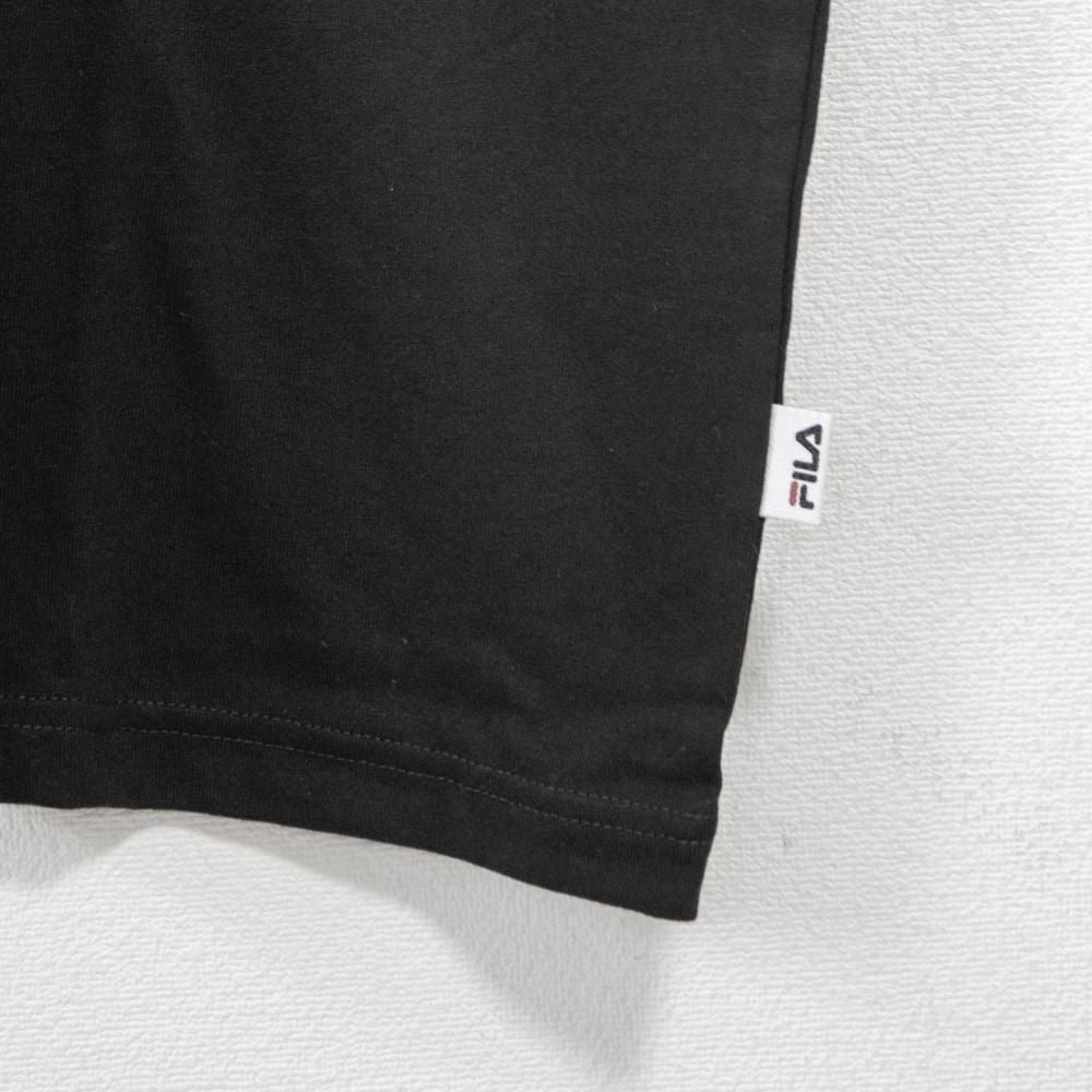 FILA フィラ 配色切り替えロゴプリントクルーネック 半袖Tシャツ BLACK