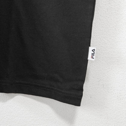 FILA フィラ 配色切り替えロゴプリントクルーネック 半袖Tシャツ BLACK
