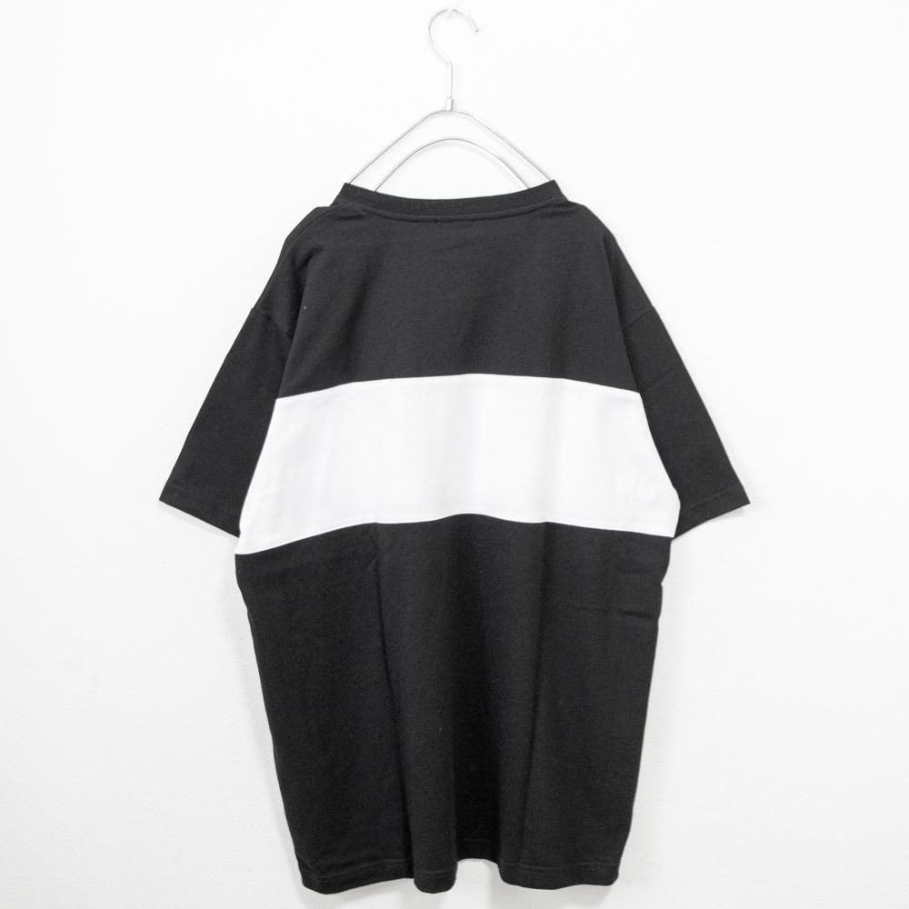 FILA フィラ 配色切り替えロゴプリントクルーネック 半袖Tシャツ BLACK