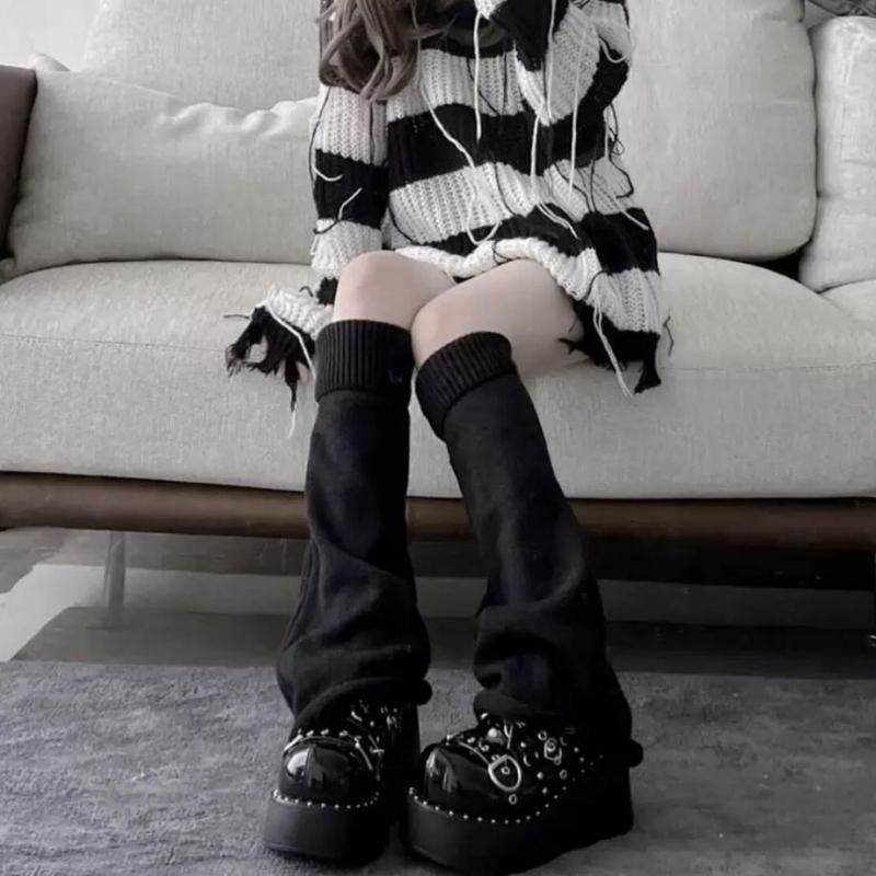40cm丈 ゴム抜き レッグウォーマー ルーズソックス BLACK