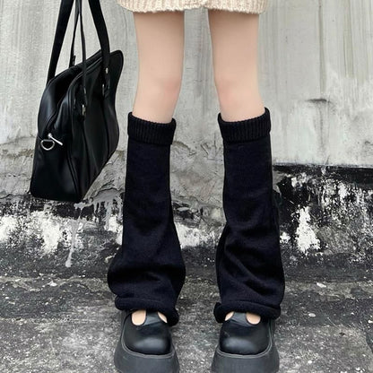 40cm丈 ゴム抜き レッグウォーマー ルーズソックス BLACK