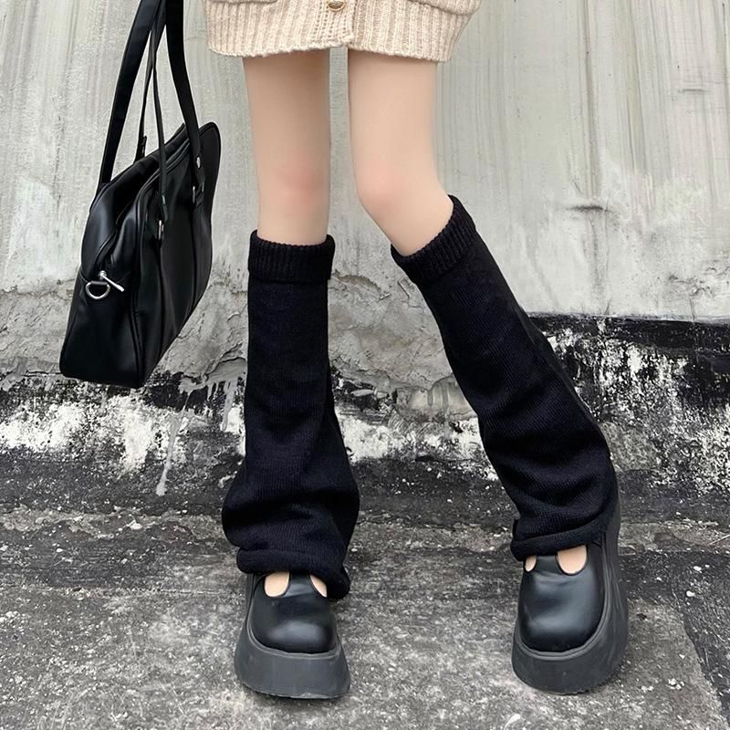 40cm丈 ゴム抜き レッグウォーマー ルーズソックス BLACK