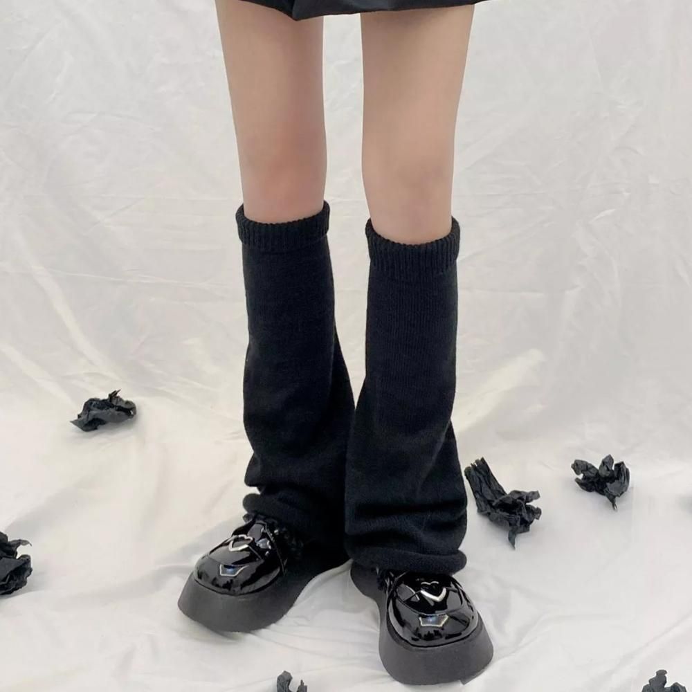 40cm丈 ゴム抜き レッグウォーマー ルーズソックス BLACK