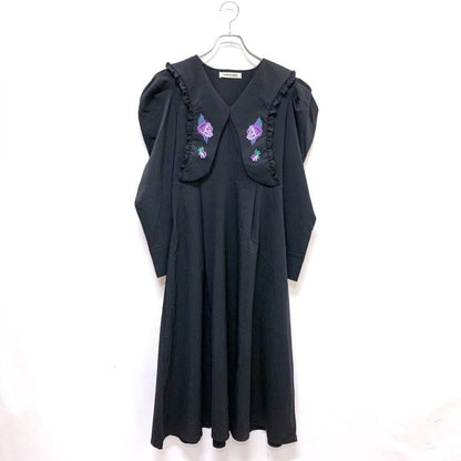 ゴシックローズ刺繍ロングワンピース BLACK