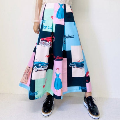 doll up oops 50s Print Allover Long Skirt - YOUAREMYPOISON