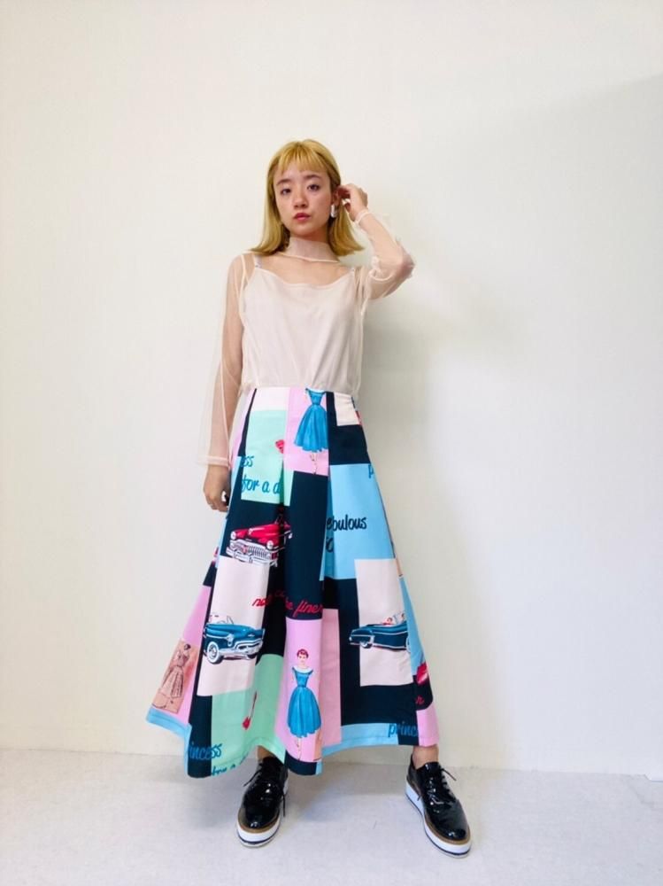 doll up oops 50sプリント ロングスカート