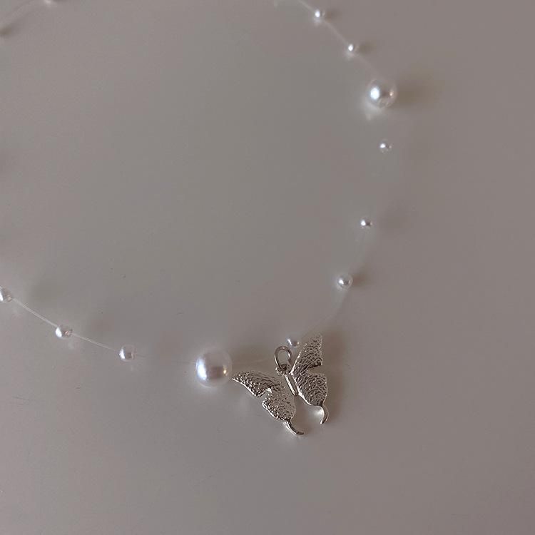 クリアコード パール 蝶々 ネックレス
