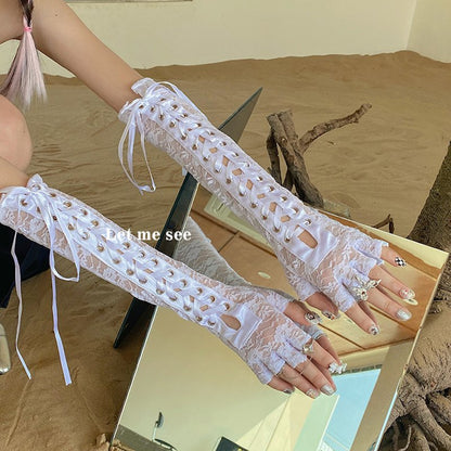 Sheer lace arm cover WHITE