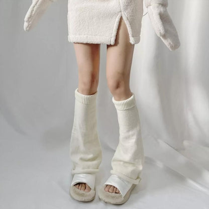 40cm丈 ゴム抜き レッグウォーマー ルーズソックス Off White