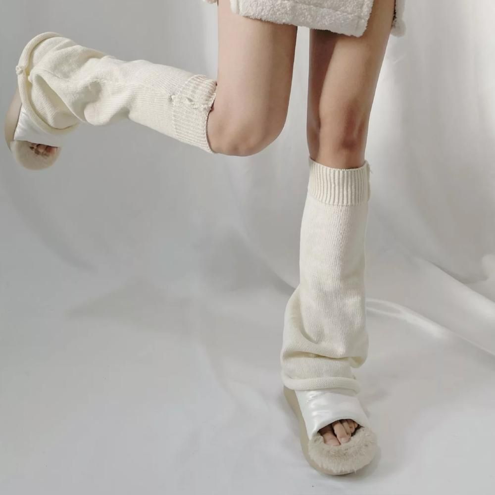 40cm丈 ゴム抜き レッグウォーマー ルーズソックス Off White