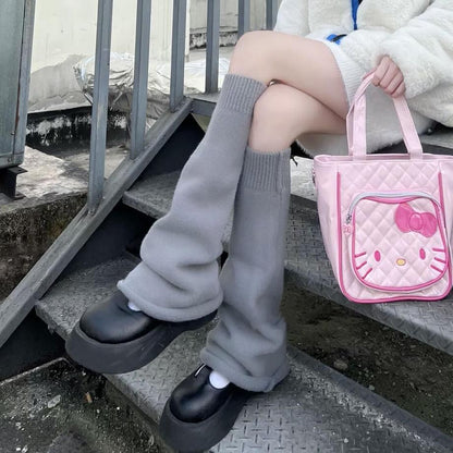 40cm丈 ゴム抜き レッグウォーマー ルーズソックス GRAY グレー