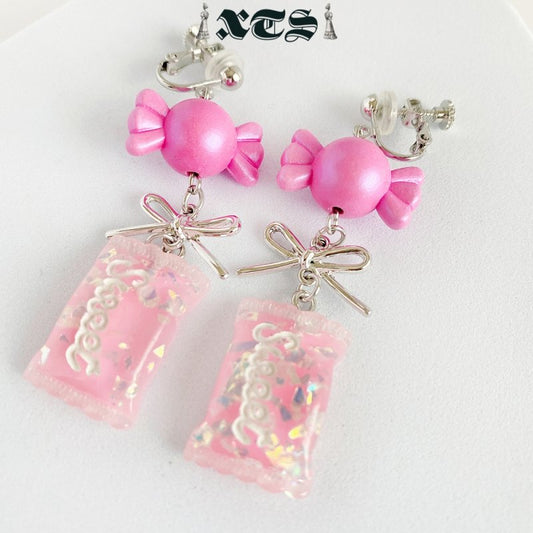 XTS Candy Sweet Candy Earrings Hot Pink