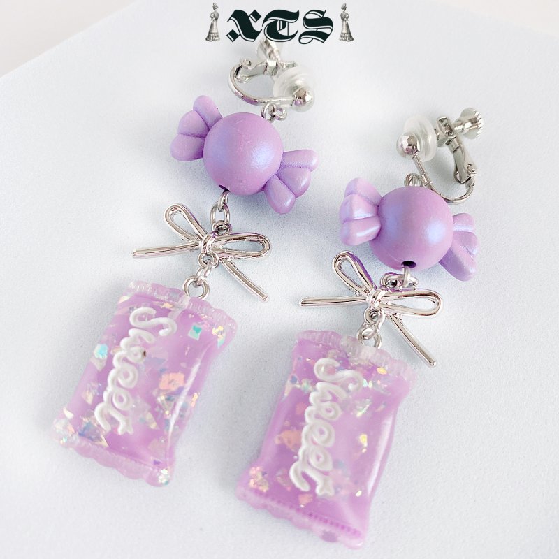 XTS Candy Sweet Candy Earrings PURPLE